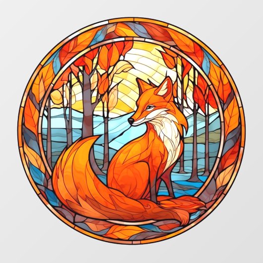 Red Fox Autumn Sunset Faux-Glas in lood Raamsticker (Vel)