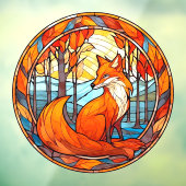 Red Fox Autumn Sunset Faux-Glas in lood Raamsticker (Vel 3)