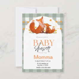Red Fox Baby shower Kaart