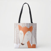 Red Fox Birch Trees Art van Jess Tote Bag (Voorkant)