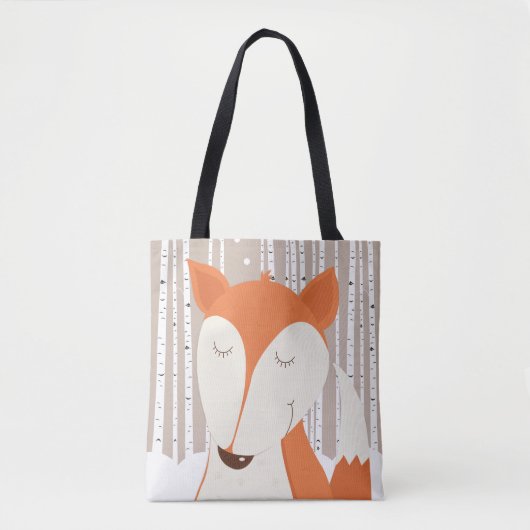 Red Fox Birch Trees Art van Jess Tote Bag (Voorkant)