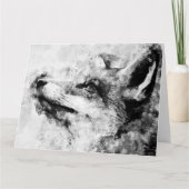 Red Fox Black en White Waterverf 01 Bedankkaart (Voorkant)