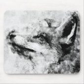Red Fox Black en White Waterverf 01 Muismat (Voorkant)
