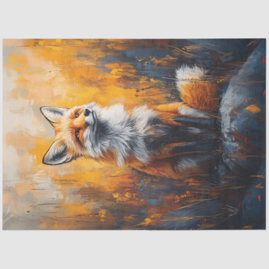 Red Fox Bold Digitale Schilderij Decoupage Tissuepapier (Voorkant)
