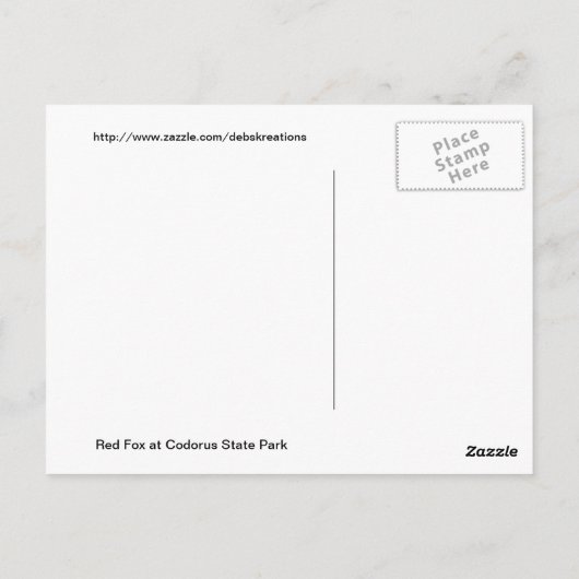 Red Fox Briefkaart (Achterkant)