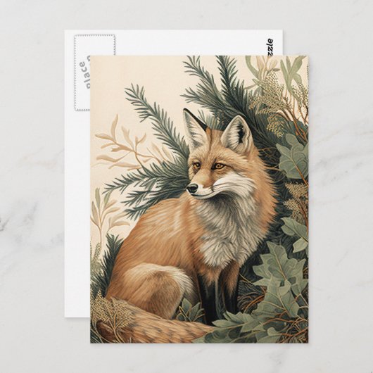 Red Fox Briefkaart (Voorkant / Achterkant)