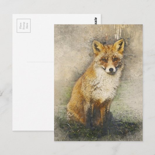 Red Fox Briefkaart (Voorkant / Achterkant)