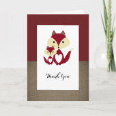 Red Fox Burlap Baby shower Bedankt (Voorkant)