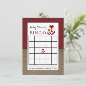Red Fox Burlap Baby shower Bingo Kaart (Staand voorkant)