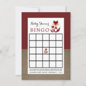 Red Fox Burlap Baby shower Bingo Kaart (Voorkant)