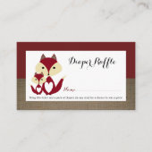 Red Fox Burlap Baby shower Diaper Raffle Ticket Informatiekaartje (Voorkant)