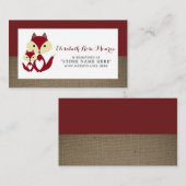 Red Fox Burlap Baby shower Gift Registry Informatiekaartje (Voorkant / Achterkant)