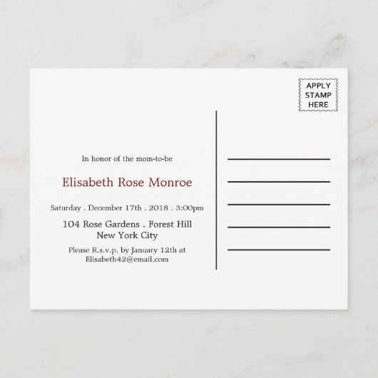 Red Fox Burlap Baby shower Invitation Uitnodiging Briefkaart (Achterkant)