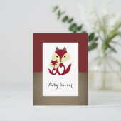 Red Fox Burlap Baby shower Invitation Uitnodiging Briefkaart (Staand voorkant)