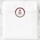 Red Fox Burlap Baby shower Ronde Sticker (Tas)