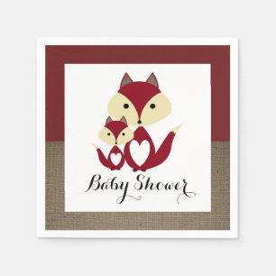 Red Fox Burlap Baby shower Servet