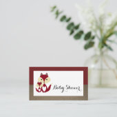 Red Fox Burlap Baby shower Ticket Uitnodiging Informatiekaartje (Staand voorkant)