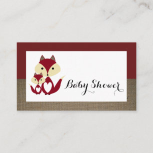 Red Fox Burlap Baby shower Ticket Uitnodiging Informatiekaartje