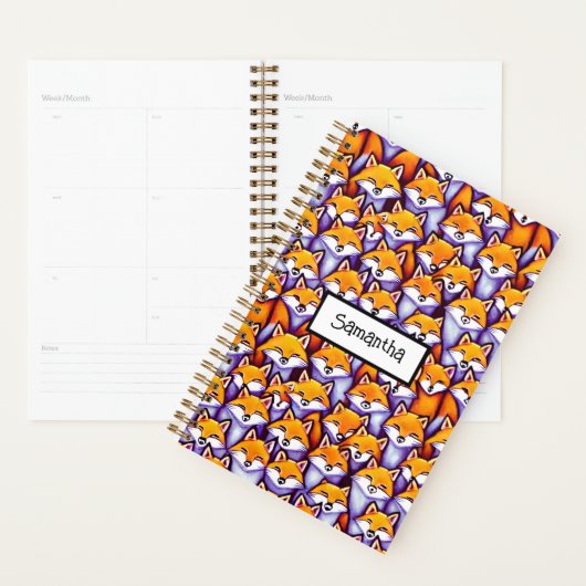 Red fox cartoon DIY naam grappig doodle dier Planner (Display)