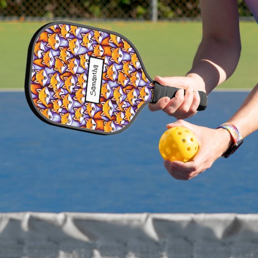 Red fox cartoon doodle aangepaste naam schattige d pickleball paddle (Insitu)