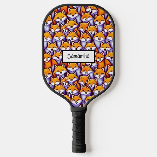 Red fox cartoon doodle aangepaste naam schattige d pickleball paddle (Voorkant)