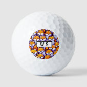 Red fox cartoon doodle aangepaste naam woodland golfballen (Voorkant)