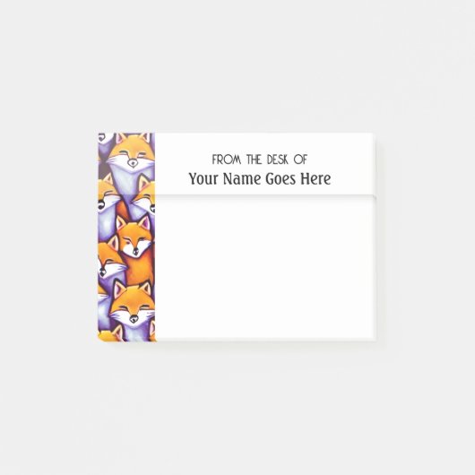 Red fox cartoon doodle collage van de balie van post-it® notes (Voorkant)