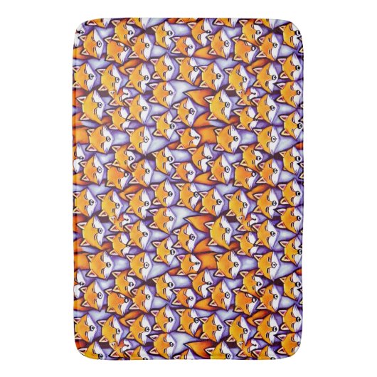 Red fox cartoon doodle patroonbosje badmat (Voorkant Verticaal)