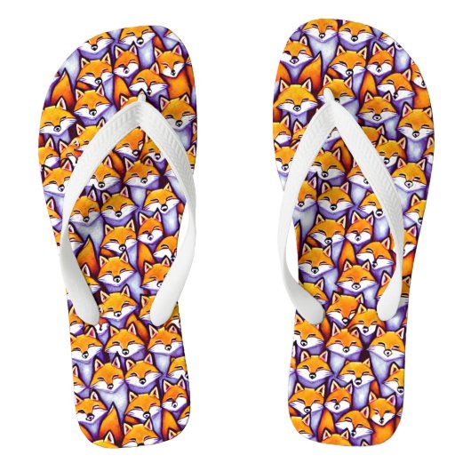 Red fox cartoon wildlife forest wildlife pattern teenslippers (Voetbed)