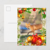 Red Fox Christmas-Kaart Feestdagenkaart (Voorkant / Achterkant)