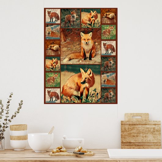Red Fox Collage Poster (Keuken)