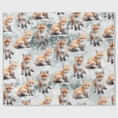 Red Fox Cubs Snowy Winter Scene Cadeaupapier (Vlak)