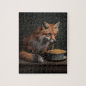 Red Fox die een Bowl van Spaghetti 8X10 eet Legpuzzel (Verticaal)