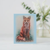 Red Fox Drawing Animal Art Pencil Schets Briefkaart (Staand voorkant)