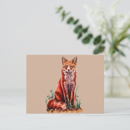 Red Fox Drawing Animal Kunstpotlood Schets Foxy Briefkaart (Staand voorkant)