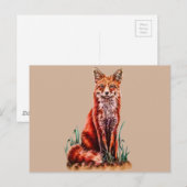 Red Fox Drawing Animal Kunstpotlood Schets Foxy Briefkaart (Voorkant / Achterkant)