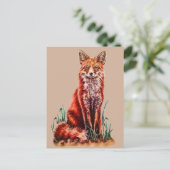 Red Fox Drawing Animal Kunstpotlood Schets Foxy Briefkaart (Staand voorkant)