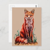 Red Fox Drawing Animal Kunstpotlood Schets Foxy Briefkaart (Voorkant / Achterkant)