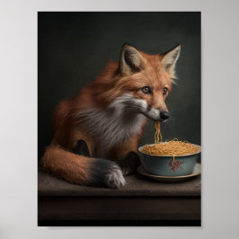 Red Fox eet een Bowl van Spaghetti Poster