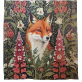 Red Fox en Foxgloves William Morris geïnspireerd Douchegordijn (Voorkant)