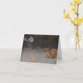 Red Fox en Pheasant Herfst Art Note Kaart (Gele Bloem)