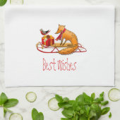 Red Fox en Red Robin Best Wishes Theedoek (Gevouwen)