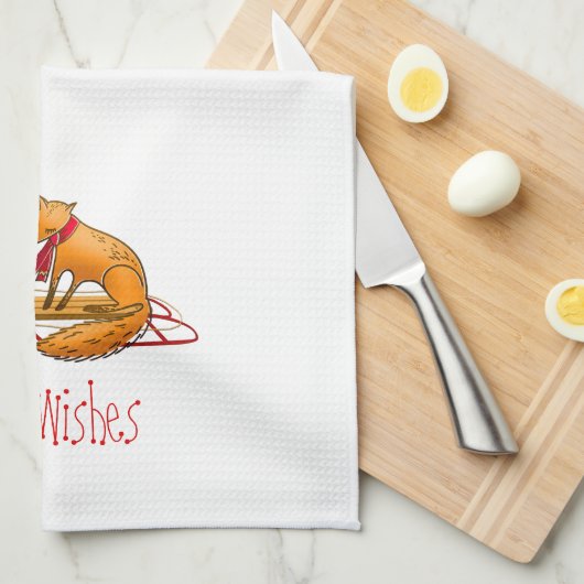 Red Fox en Red Robin Best Wishes Theedoek (Quarter Fold)