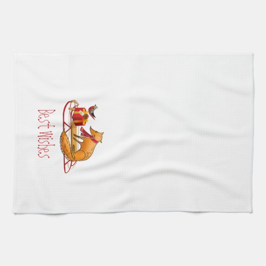 Red Fox en Red Robin Best Wishes Theedoek (Horizontaal)