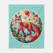 Red Fox en Sun Bord Groen Fleece Deken (Voorkant)