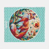 Red Fox en Sun Bord Groen Fleece Deken (Voorkant (Horizontaal))