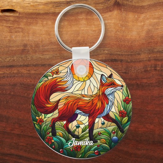 Red Fox en Sun Sleutelhanger (Voorkant)