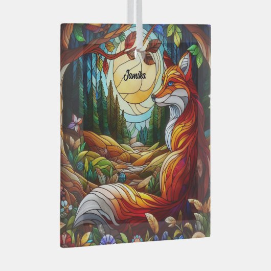 Red Fox en zon en bos Glas Ornament (Voorkant Rechts)