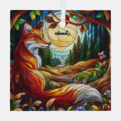 Red Fox en zon en bos Glas Ornament (Achterkant)