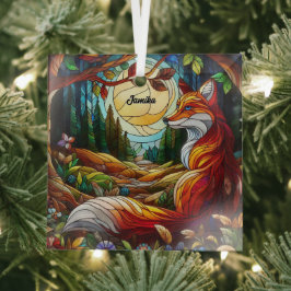 Red Fox en zon en bos Glas Ornament